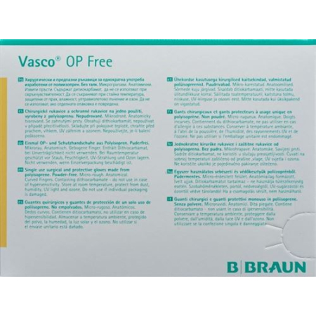 Vasco OP უფასო ხელთათმანები Gr8.0 სტერილური ლატექსის გარეშე 40 წყვილი