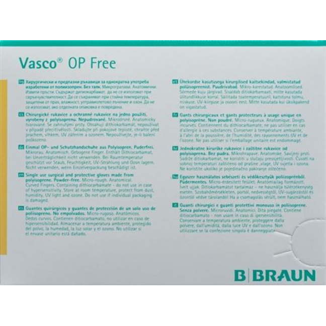 Gants Vasco OP Free Gr8.0 stériles sans latex 40 paires