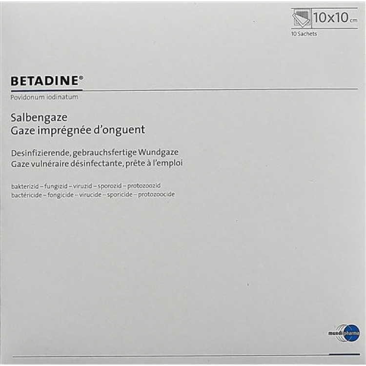 Betadine zalf 10x10cm 10 st