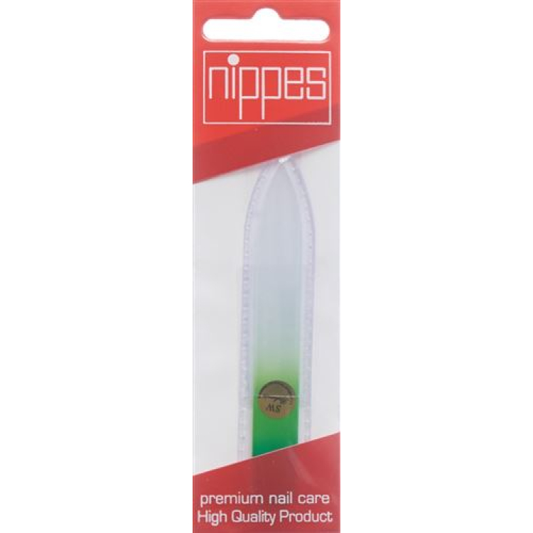 Nippes glass nail file in a case 9cm assorted yellow violet blue