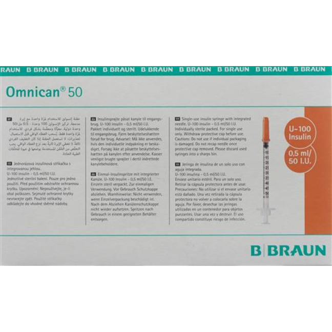 Omnican insulin 50 0.5ml 0.3x12mm G30 single 100 x