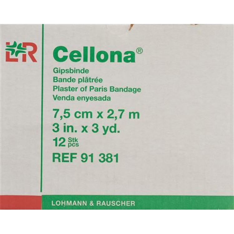 Pembalut plaster cellona 2.75mx7.5cm berkrim halus 12 pcs