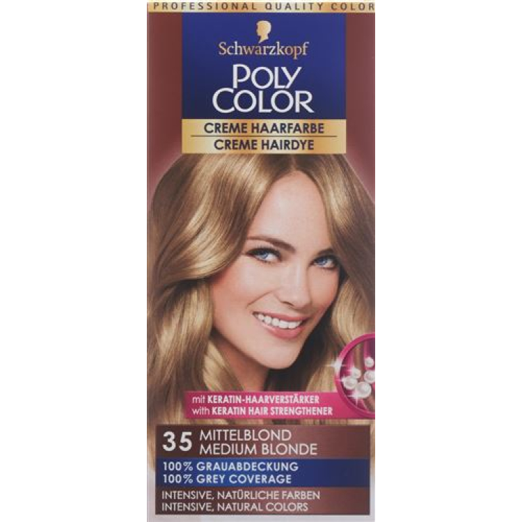 POLYCOLOR kreminė plaukų spalva 35 vidutinė blondinė