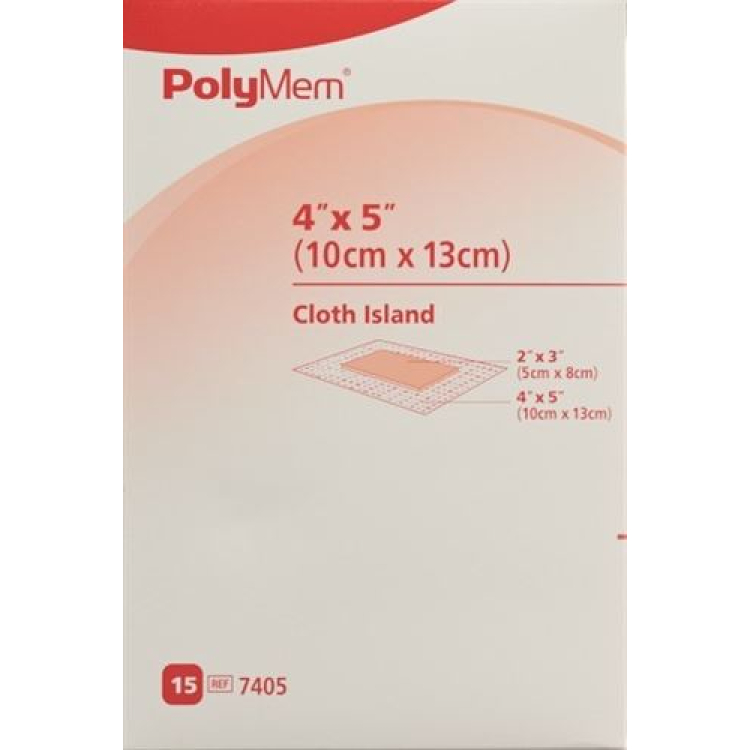 PolyMem 粘性伤口敷料 10x13cm 羊毛无菌 15 x