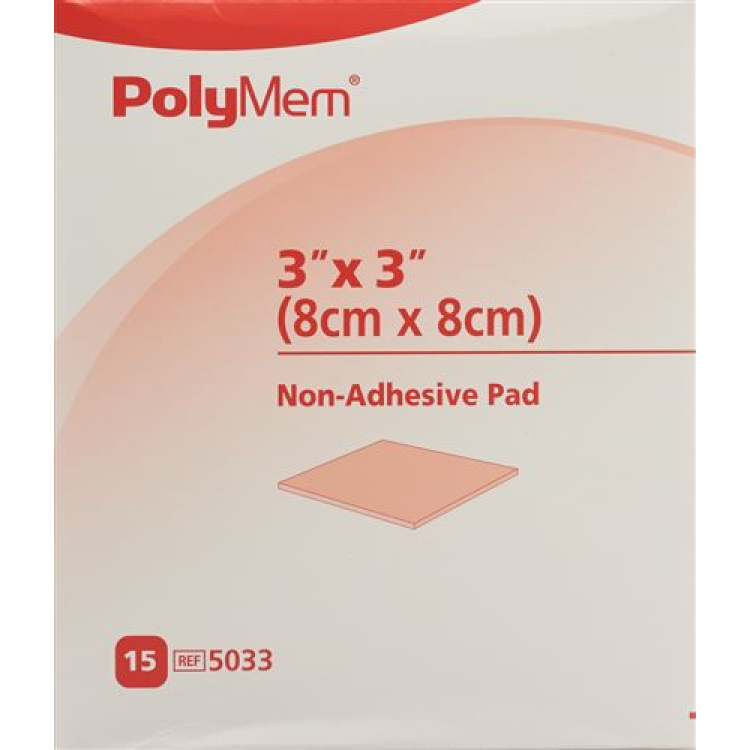 PolyMem obväz na rany 8x8cm Nelepivý steh x 15