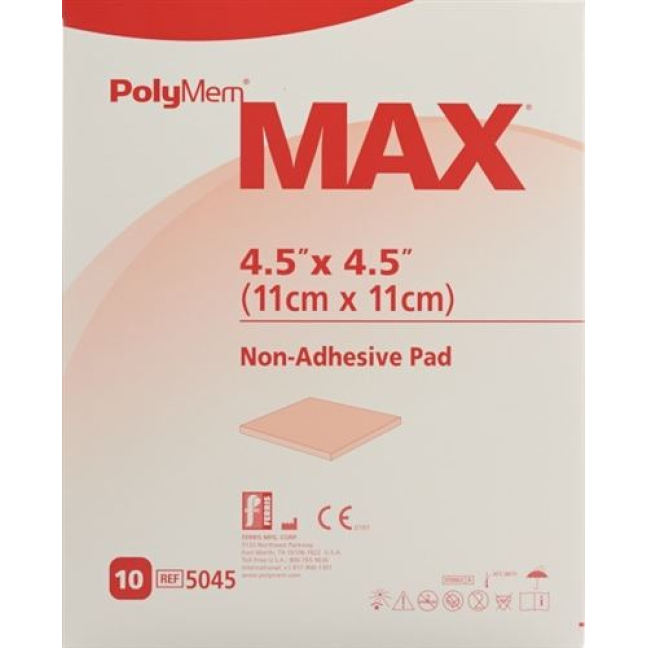 PolyMem MAX superabsorbent 11x11cm Non Adhesive sterile 10 x