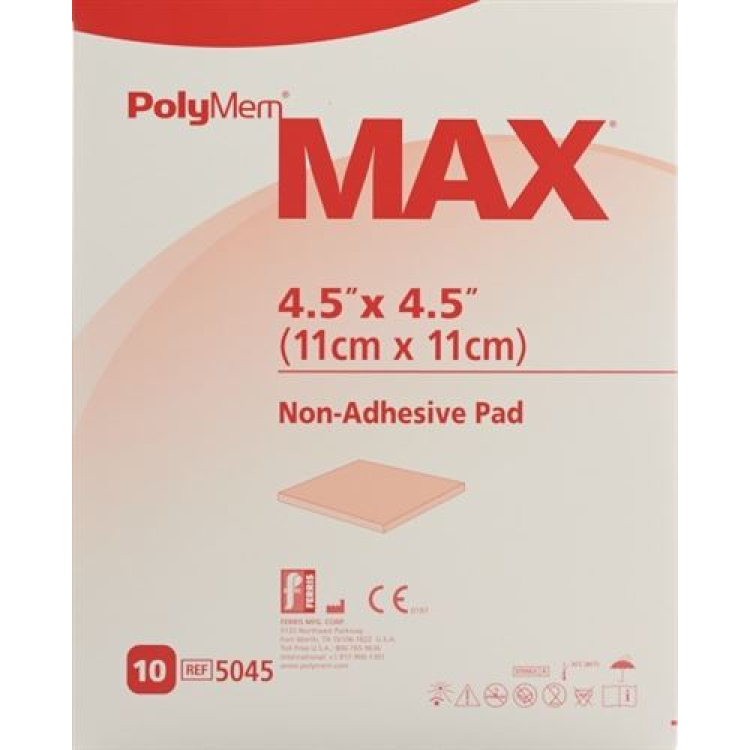 PolyMem MAX 高吸水性 11x11cm 非粘性无菌 10 x