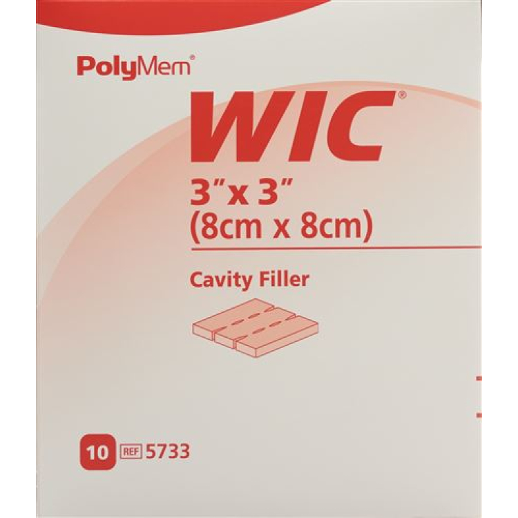 PolyMem WIC polnilo za rane 8x8cm sterilno 10 kos