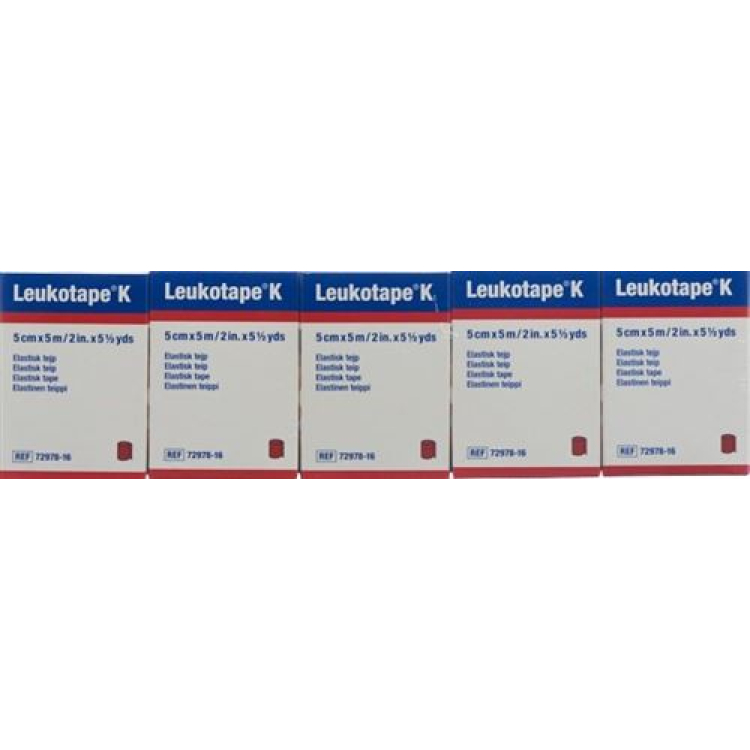 Pembalut plaster Leukotape K 5mx5cm merah 5 pcs