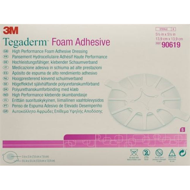 3M Tegaderm Foam 7.6x7.6cm adhesive 5 pieces