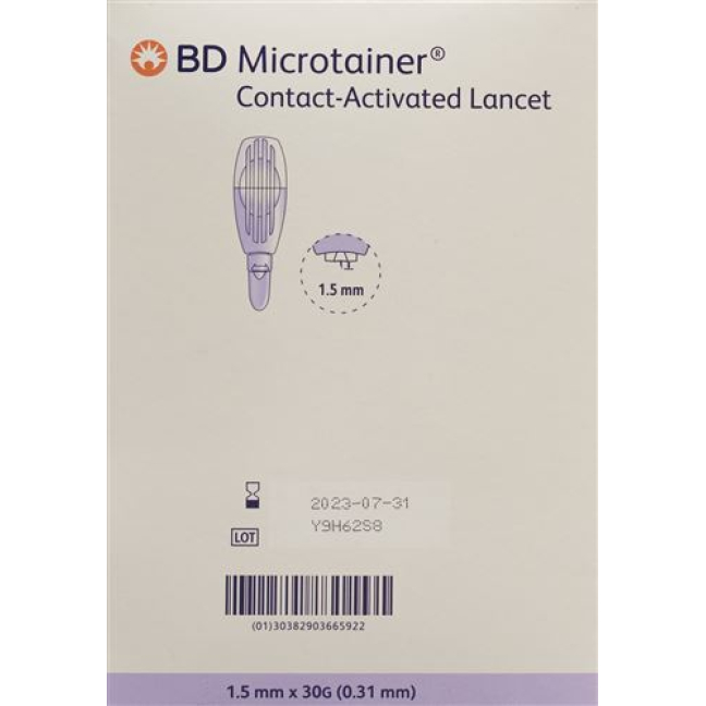 BD Microtainer lanceta ativada por contato para espécime 30Gx1,5mm roxo 200 unid.