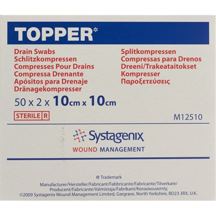 TOPPER Schlitzkompr 10x10cm استریل 50 گردان 2 عدد