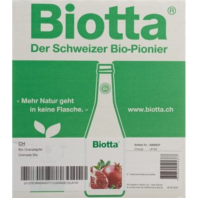 Biotta Pomegranate Bio Fl 6 5 dl - Premium Fruit and Vegetable Juice