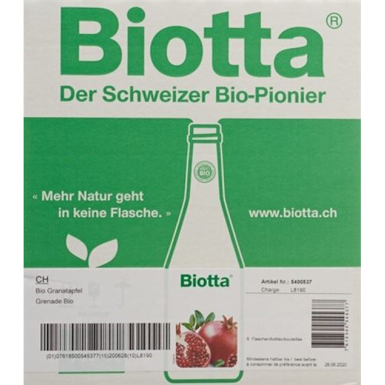 Biotta Granateple Bio Fl 6 5 dl