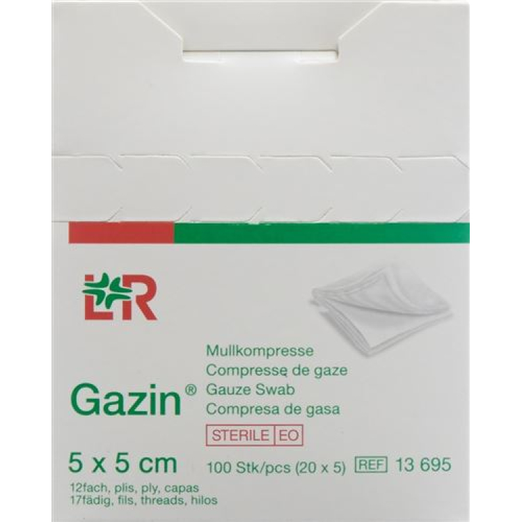 Gazin Mullkompressen Zestaw 5x5cm 12x sterylny 20 x 5 szt