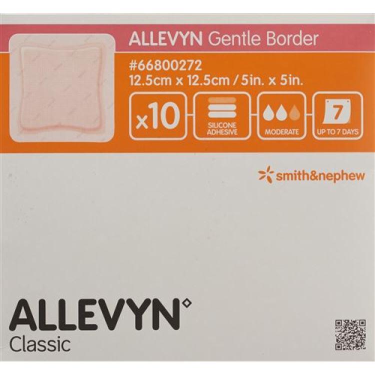 Allevyn Gentle Border sårbandage 12,5x12,5cm 10 stk