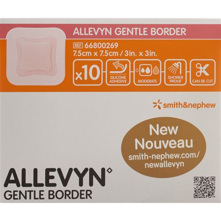 Allevyn Gentle Border dressing 7,5x7,5cm 10 kos