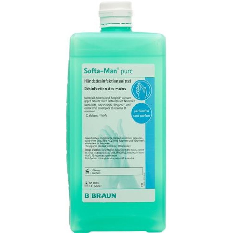 Softa-Man desinfeksi tangan murni bebas alkohol tanpa parfum 1000 ml