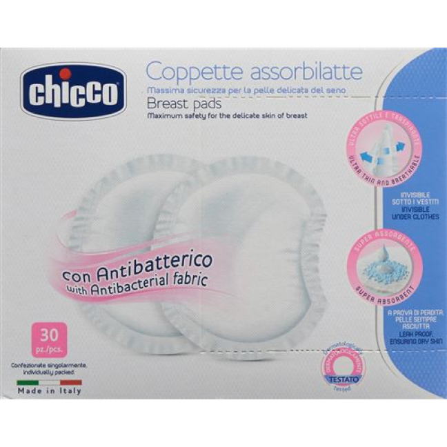 Chicco nursing pads light and safe antibacterial 30 pieces buy online