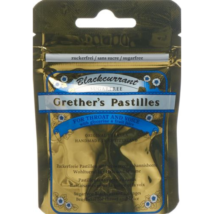 Grethers Blackcurrant Pastilles គ្មានជាតិស្ករ Ds 110 ក្រាម។