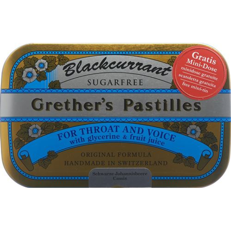 Grethers Blackcurrant Pastilles சர்க்கரை இல்லாத Ds 440 கிராம்