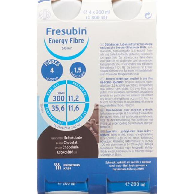 Fresubin Energy Fiber DRINK sjokolade 4 Fl 200 ml
