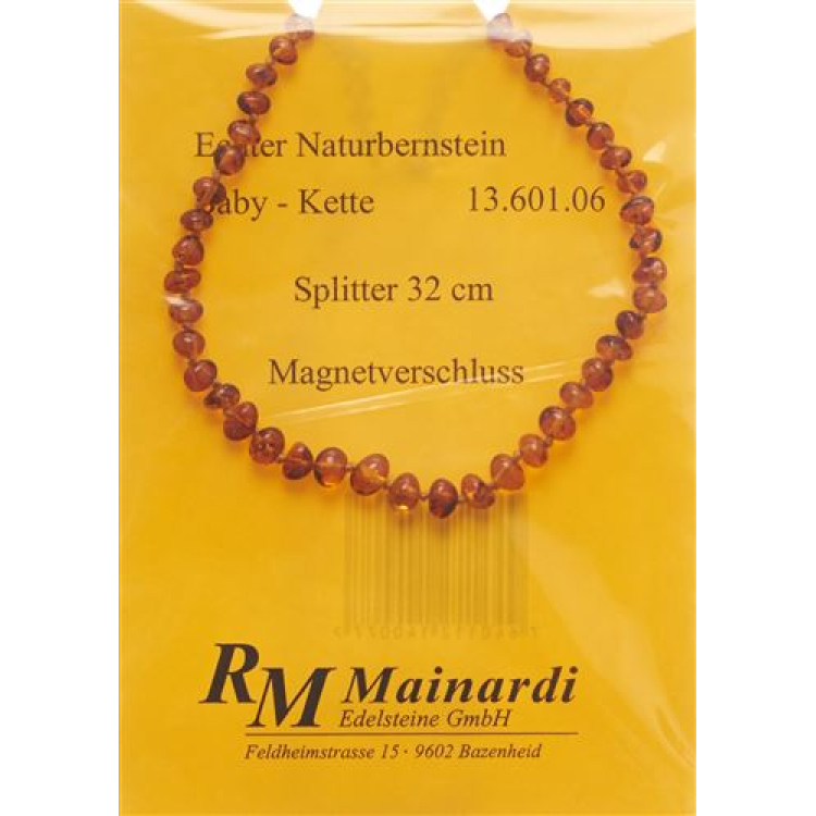 MAINARDI natural amber 32cm grit magnet clasp