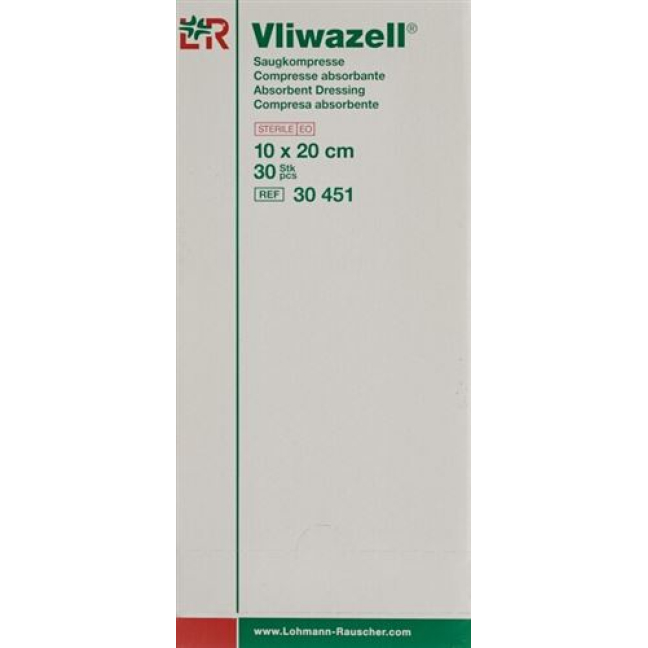 Vliwazell Absorbent Dressing 10x20cm Sterile 30 pcs