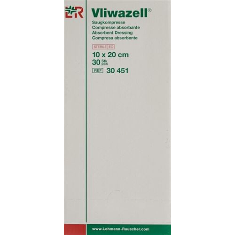 חבישה סופגת Vliwazell 10x20cm סטרילית 30 יח'