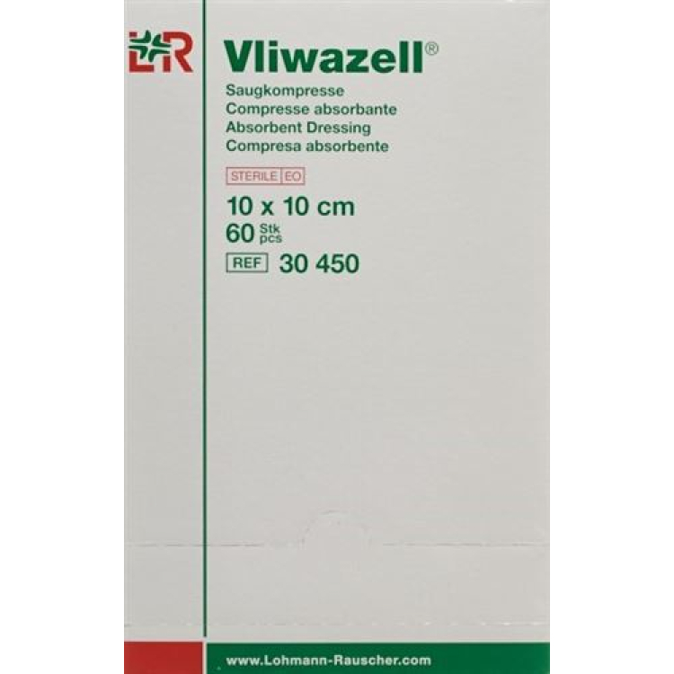 Vliwazell абсорбираща превръзка 10х10см стерилна 60 бр