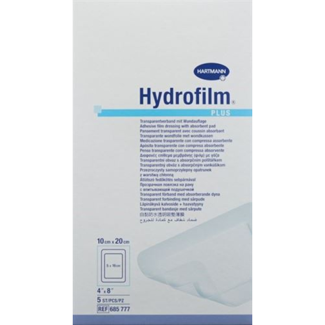 Hydrofilm PLUS vedenpitävä haavasidos 10x20cm steriili 5 kpl