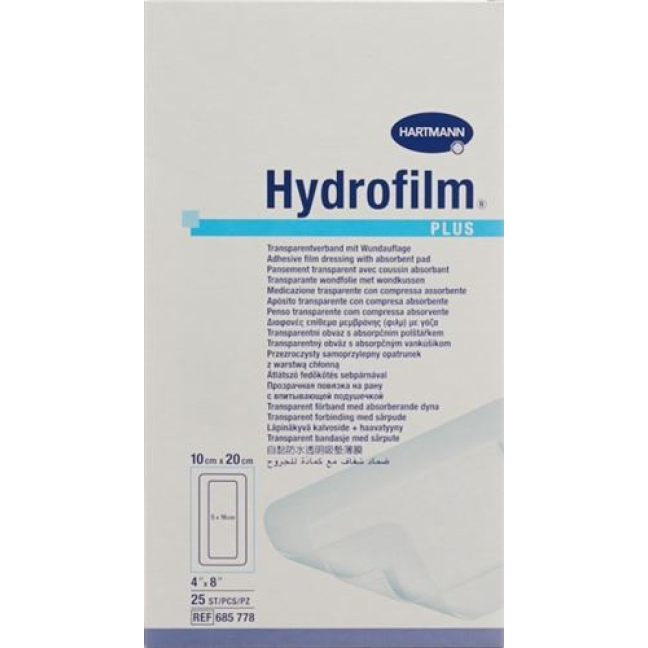 Hydrofilm PLUS vedenpitävä haavasidos 10x20cm steriili 25 kpl