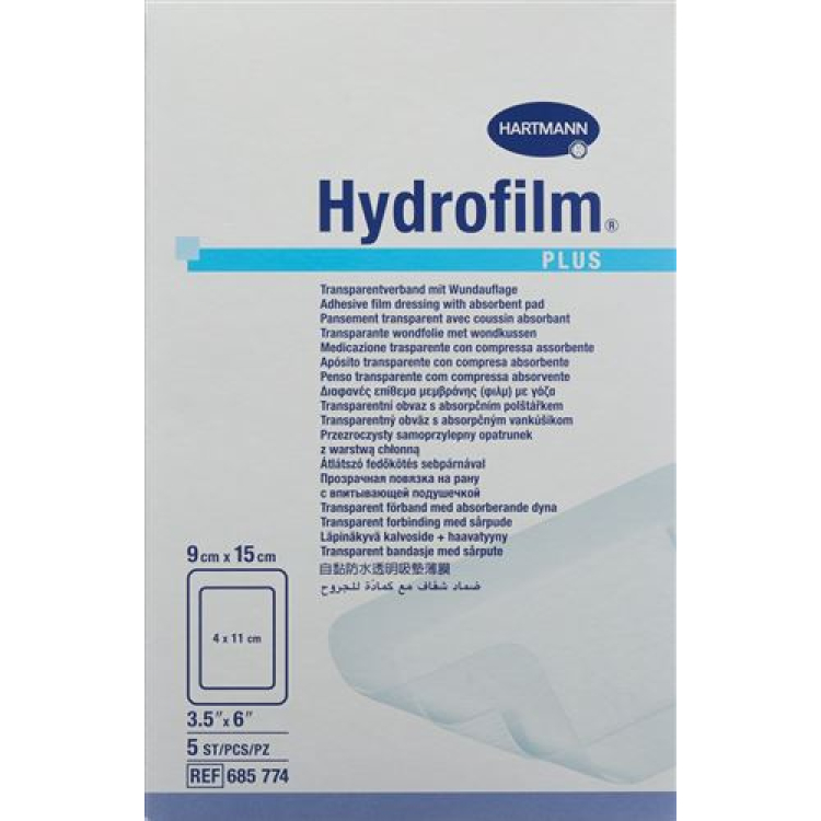 Hydrofilm PLUS veekindel side 9x15cm steriilne 5 tk