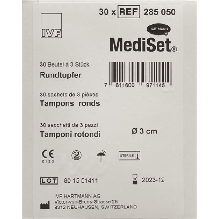 Mediset swab bulat 3cm steril 30 bag 3 pcs