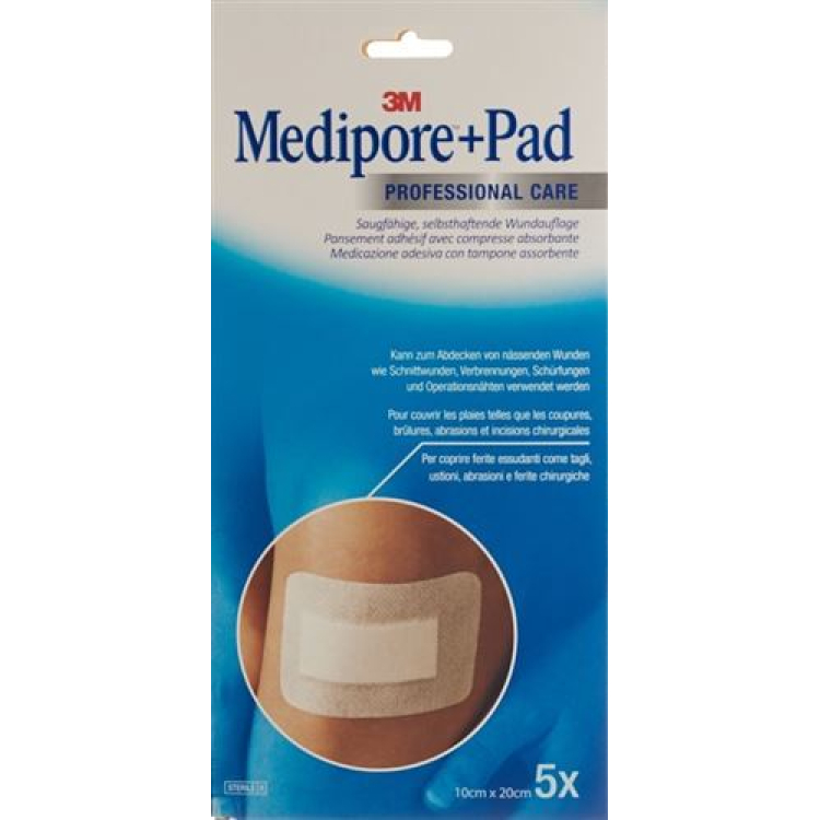 3M Medipore ™ mærke + Pad 10x20cm sårpude 5x15,5cm 5 stk.