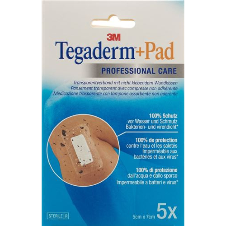 3M Tegaderm + Pad 5x7cm Opatrunek na ranę 2,5x4cm 5 sztuk