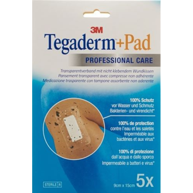 3M Tegaderm+Pad 9x15cm tampone per ferite 4,5x10cm 5 pz