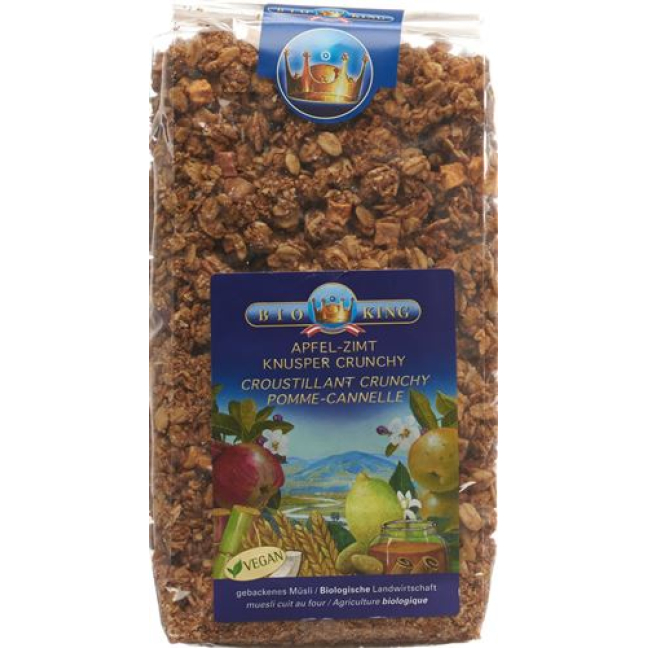 Bioking Apple Cinnamon Crunchy 375 g - Organic Breakfast Cereal