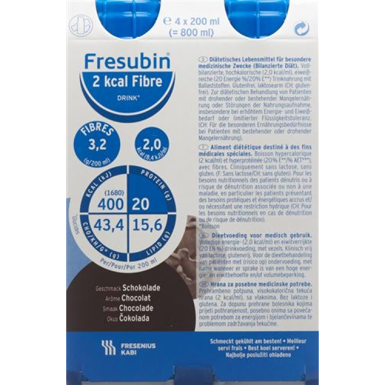 Fresubin 2 kcal Fiber DRINK čokolada 4 x 200 ml