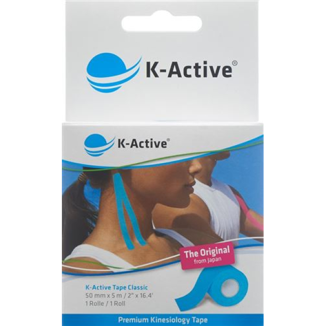 K-Active Kinesiology Tape Classic 5cmx5m Blue Water Repellent
