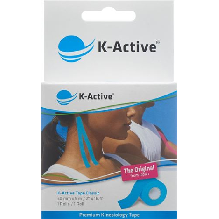 K-Active Kinesiology Tape کلاسیک 5cmx5m آبی دافع آب