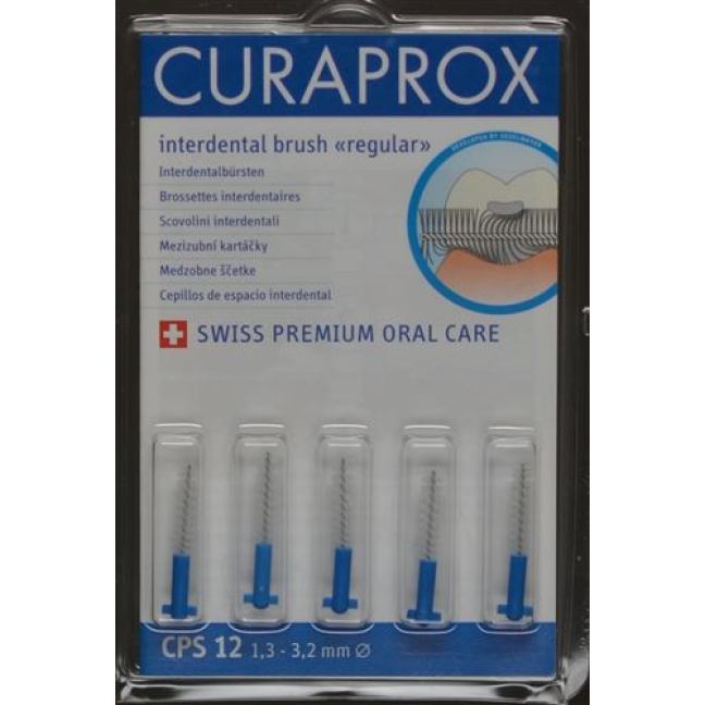 Curaprox CPS 12 ჩვეულებრივი კბილთაშორისი ფუნჯი ლურჯი 5 ც