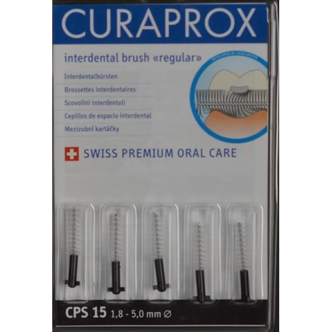 Curaprox CPS 15 Regular interdentale borstel zwart 5 st
