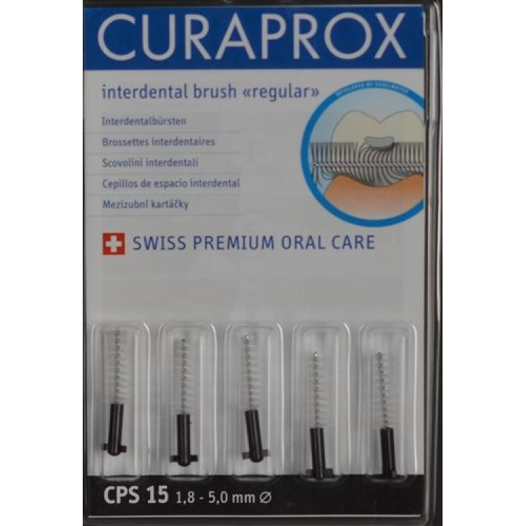 Curaprox CPS 15 מברשת בין שיניים רגילה שחורה 5 יח'