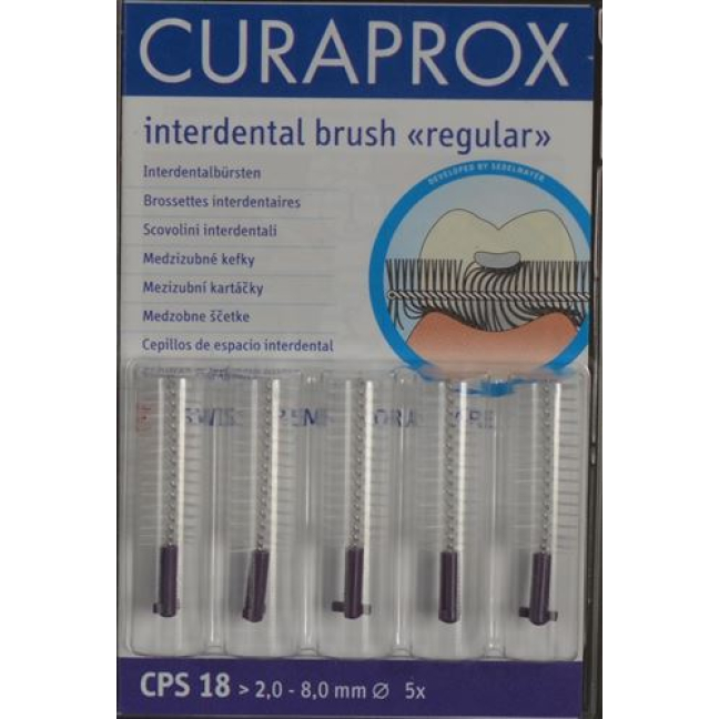 Curaprox CPS 18 Шүдний завсрын энгийн сойз ягаан 5 ширхэг