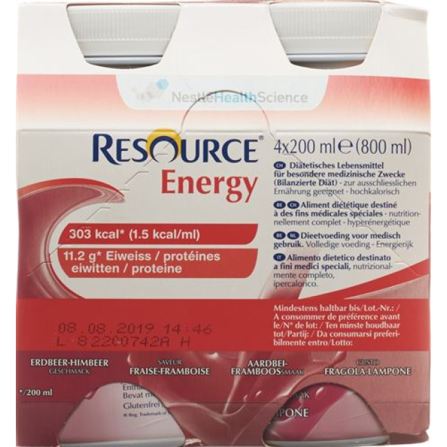 Resource Energy jahoda malina 4 Fl 200 ml