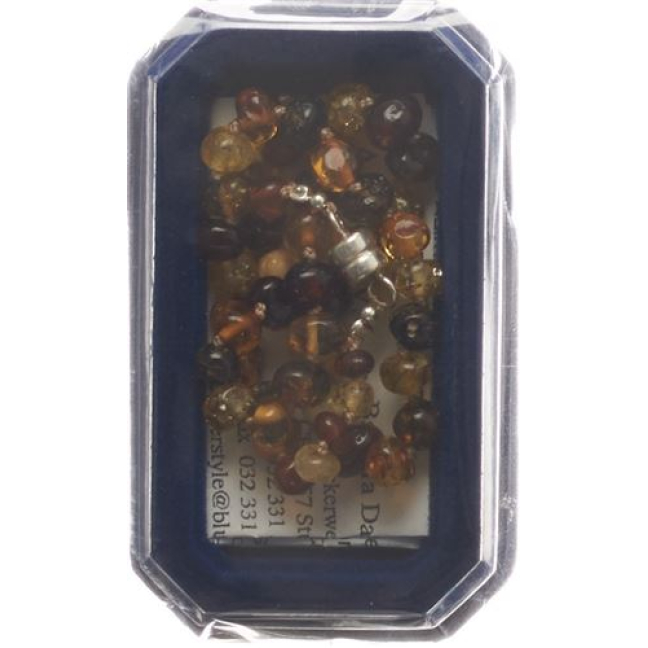 Amberstyle jantárový náhrdelník viacfarebný lesklý 32cm s magnetom