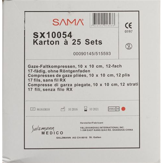 Compressa de gaze Sama 10x10cm 12x 25 x 2 unid.