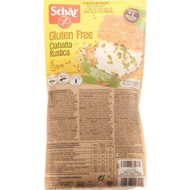 SCHÄR Ciabatta Rustica bebas gluten 4 x 50 g