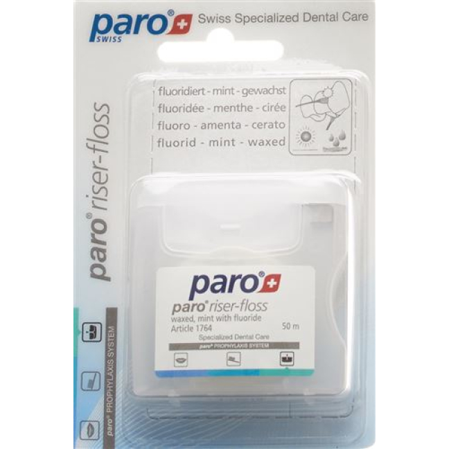 PARO Riser Floss 50m Waxed Mint dengan Fluorida